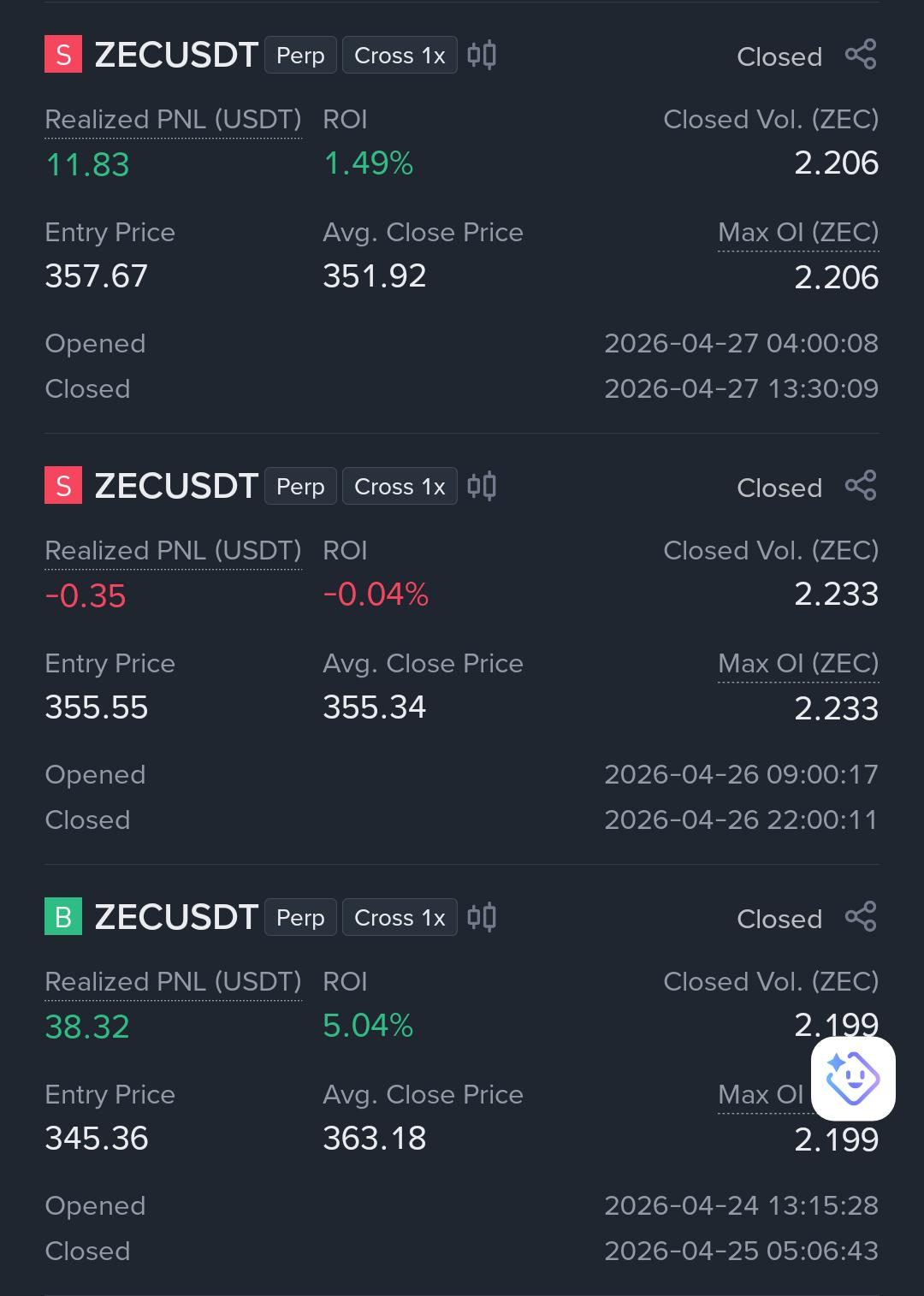 History Real Trade Binance 3
